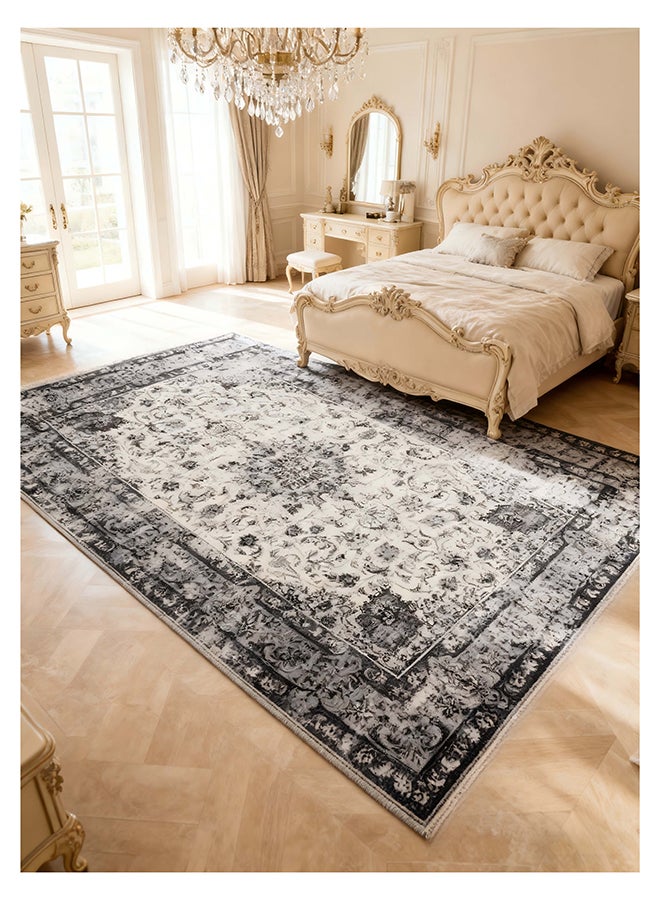 Noon East Carpet Rug Anti-Slip-  Size- 274 x 366 cm - 9x12 ft | Royal Heritage Design | Color- Charcoal Grey| Ideal as Carpets for Living room, Bedroom & Office. Perfect for large spaces - Image 2